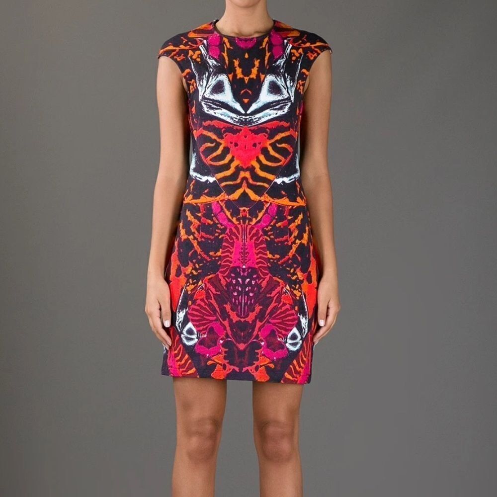 McQ Alexander McQueen Interlock dress kaleidoscope print knit bodycon mini L - Picture 2 of 13